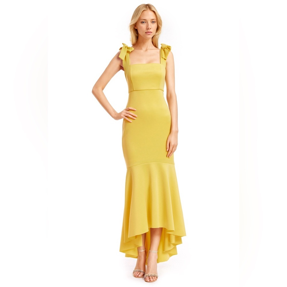NWT Badgley Mischka Yellow High Low Dress Size 6